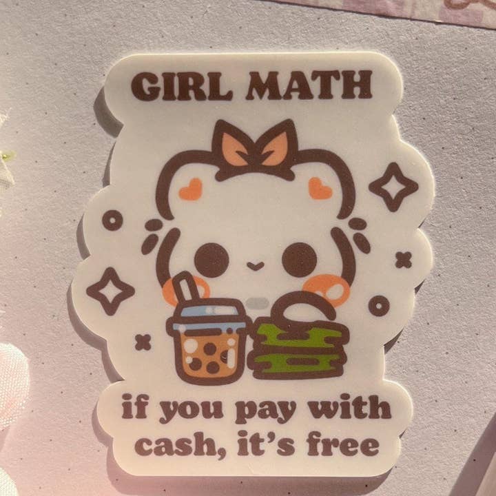 Cute Girl Math Cat Kawaii Waterproof Stickers for wholesale by doobustudio