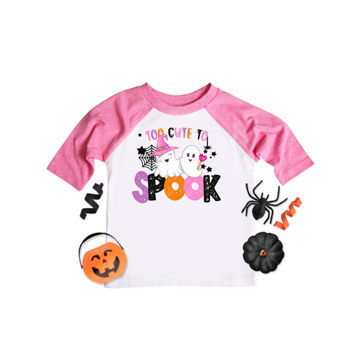 Too Cute To Spook Roze Halloween-top voor meisjes voor wholesale door Jumpin' Jaks Tees