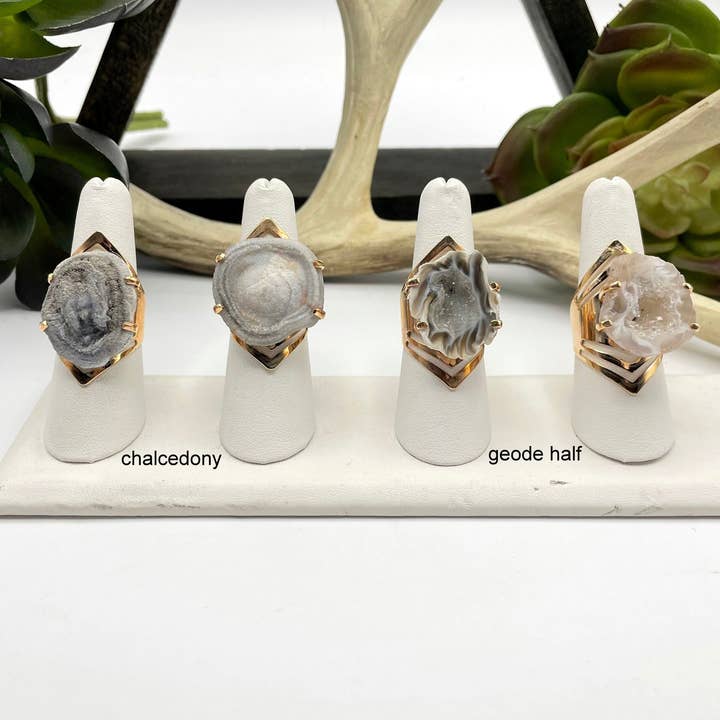 Rock Paradise - Wholesale Cocktail/Statement Ring - Crystal Adjustable Rose Gold Druzy Ring