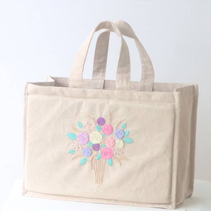 Collapsible Hand-Embroidered Picnic Basket for wholesale by Craftpair