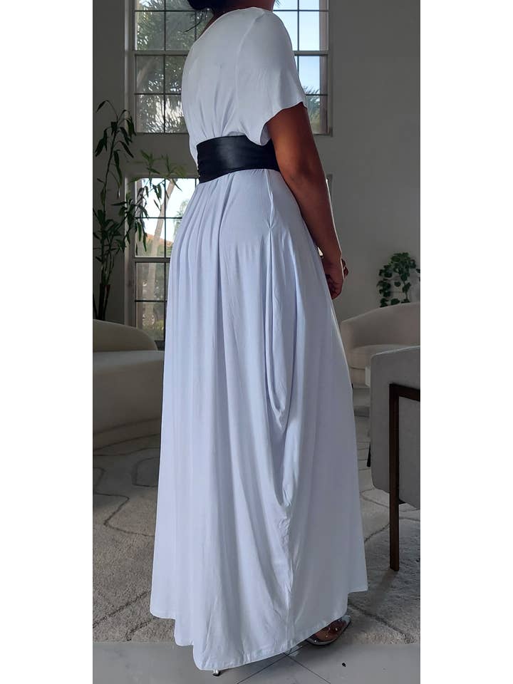 India Batik - Wholesale Dress - Women's - Faith Bubble Jersey Dress/Short Sleeve/ White 2022SS1