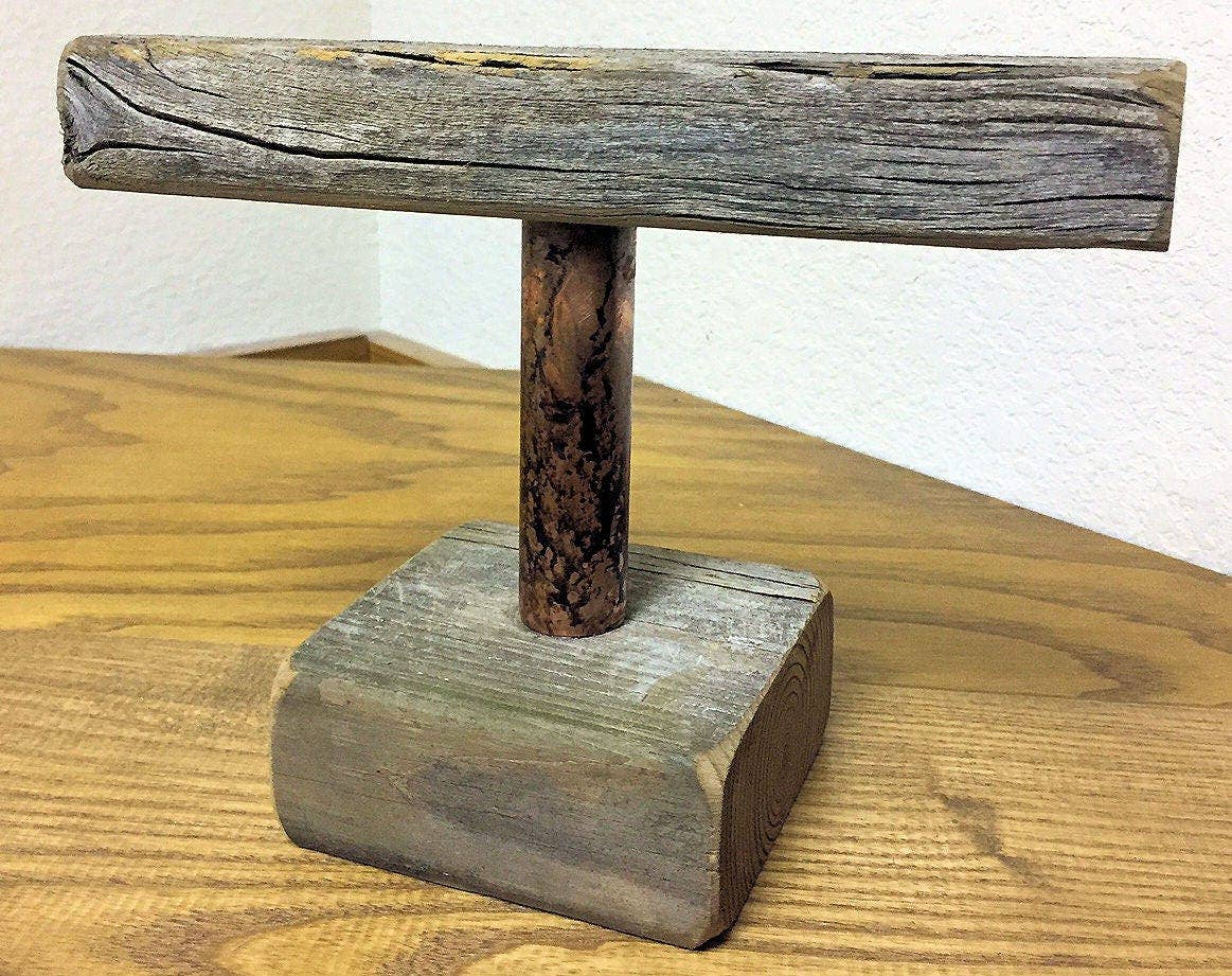 Gifted Shop Works, LLC - Wholesale Jewelry Stand & Display - Weathered Wood & Distressed Copper Bracelet Stand5