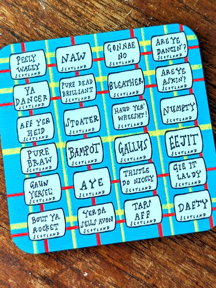 Scottish slang signs Coaster - Scottish Sayingis / Patter for wholesale by Claire Barclay Draws