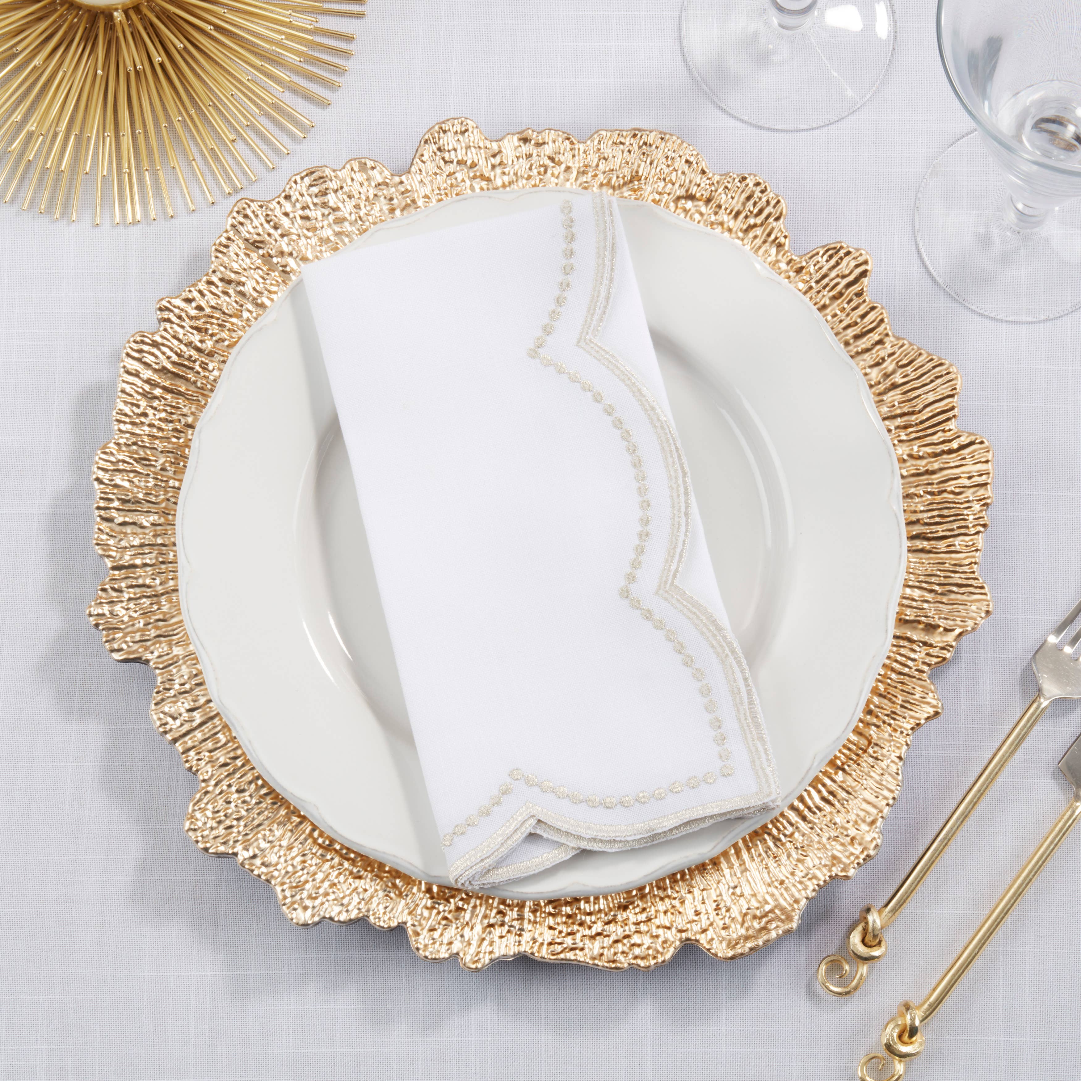 Saro Lifestyle – Guardanapo e pano de jantar por atacado – Guardanapo Bordado de Bolinhas c/ Borda de Vieira2