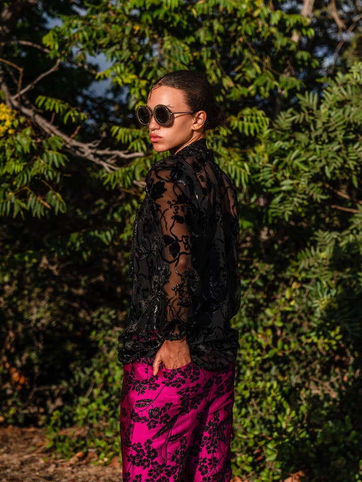 Jennafer Grace - Wholesale Blouse - Women's - Shimmer Lace Tie Front Blouse6