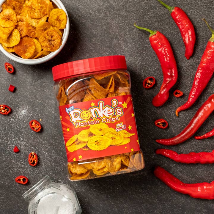 RONKE'S PLANTAIN CHIPS – wholesale Crisps – Ripe Sweet Yellow Plantain Chips (Chilli)