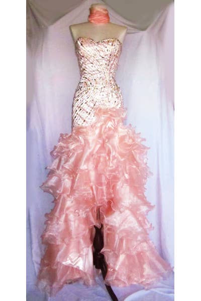 Chicas - Vente Robe de soirée – femme - Robe de bal longue en organza à décolleté cœur avec jupe asymétrique C851512