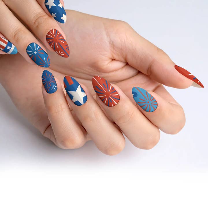 FYNE BODY - Wholesale Press-on/fake nails - Glitter Beam 4th of July Press-On Nails