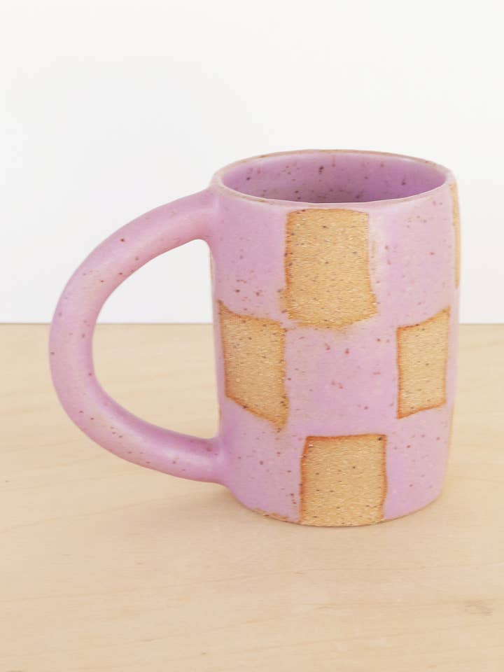 Checkerboard Ceramic Mug - 10 oz for wholesale by Nightshift Ceramics