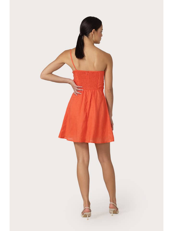 Lusana - Wholesale Dress – Women's - Poppy Mini Linen Dress in Salsa3