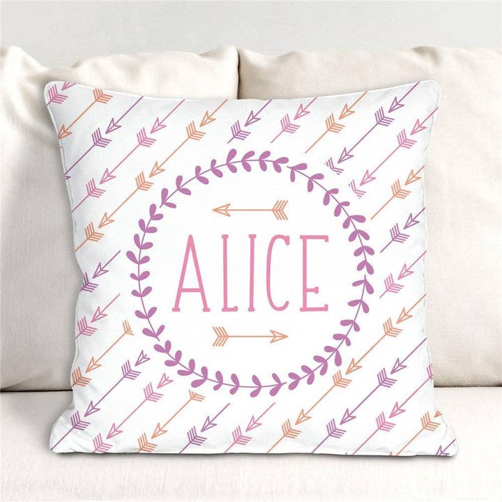 Personalized Arrows Throw Pillow for wholesale by Sunny Jar Personalized