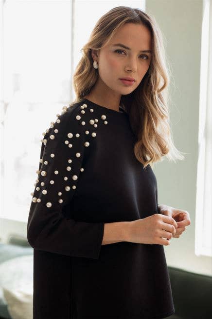 Joh Apparel - Wholesale Knit Top - Women's - Fiona Stretch French Scuba Pearl Top3