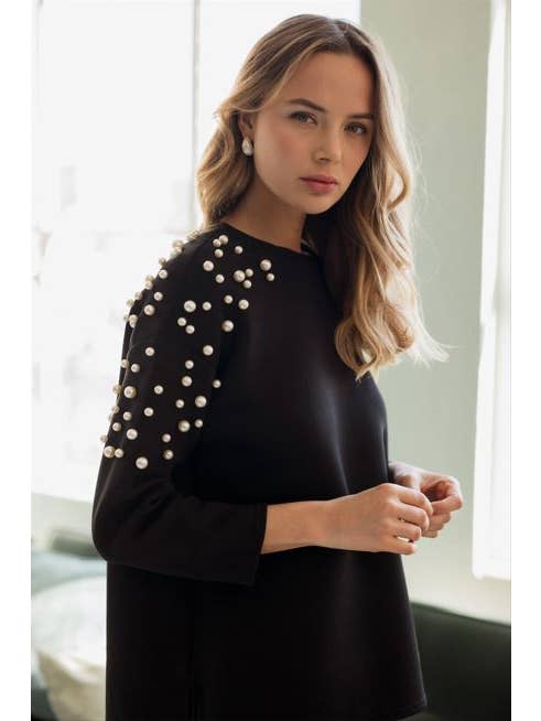 Joh Apparel - Wholesale Knit Top - Women's - Fiona Stretch French Scuba Pearl Top3