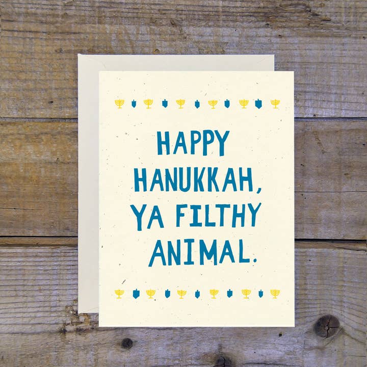 Happy Hanoukka Ya Carte d'animal sale pour la vente par Troy Cloth & Paper