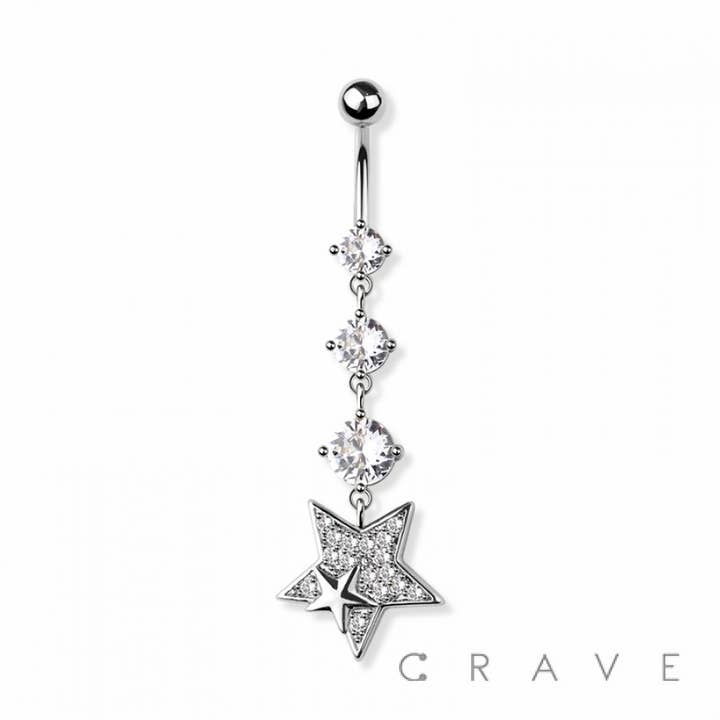 CRAVE - Venta al por mayor Piercings para ombligo - ANILLO PARA OMBLIGO DE ACERO QUIRÚRGICO 316L CON TRIPLE CIRCONITA CÚBICA1
