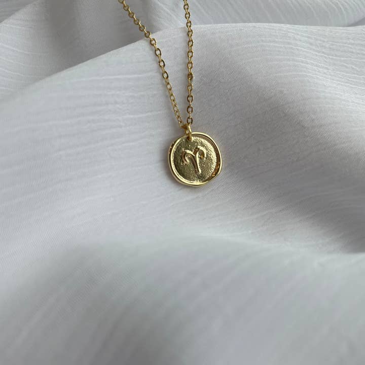 ShopCins - Wholesale Pendant/Charm Necklace - Aries 18K Gold Plated Horoscope Necklace| Medallion | Astrology | Birth Month | Gold Necklace | Zodiac Necklace | Birthday Month