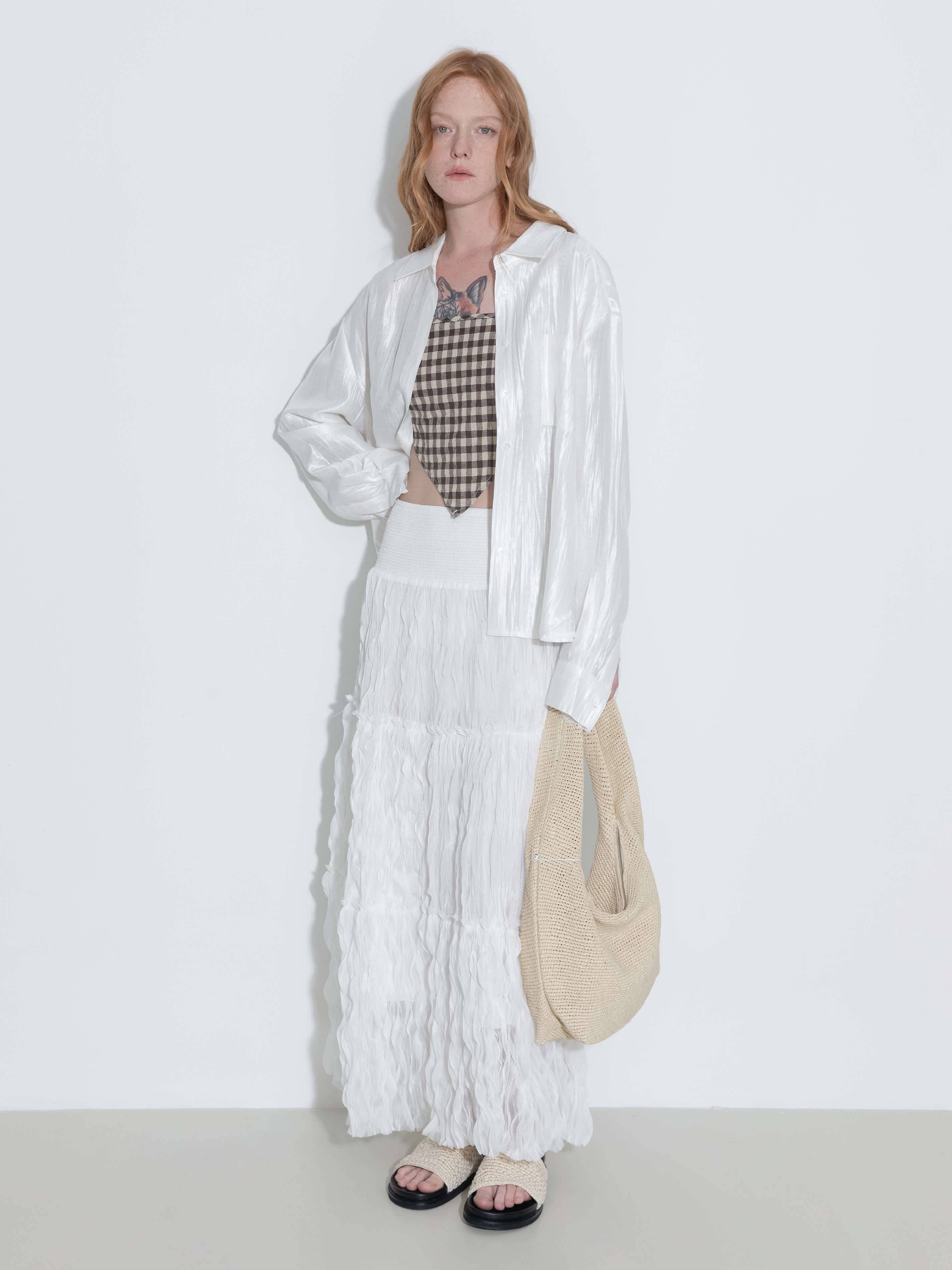 White Lace Patchwork Loose Long Sleeves Shirt for wholesale on Faire3