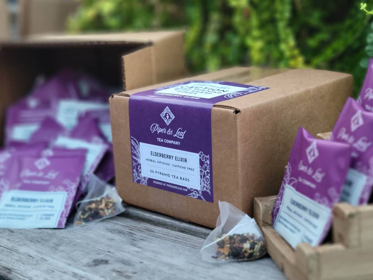 Piper & Leaf Artisan Tea Co – Chá de saúde/Detox por atacado – Saquetas de Chá de Sabugueiro Envolvido Individualmente - 50ct1