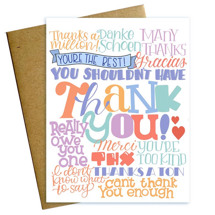 Thank You Mashup Card for wholesale by Maggie Moore Studio