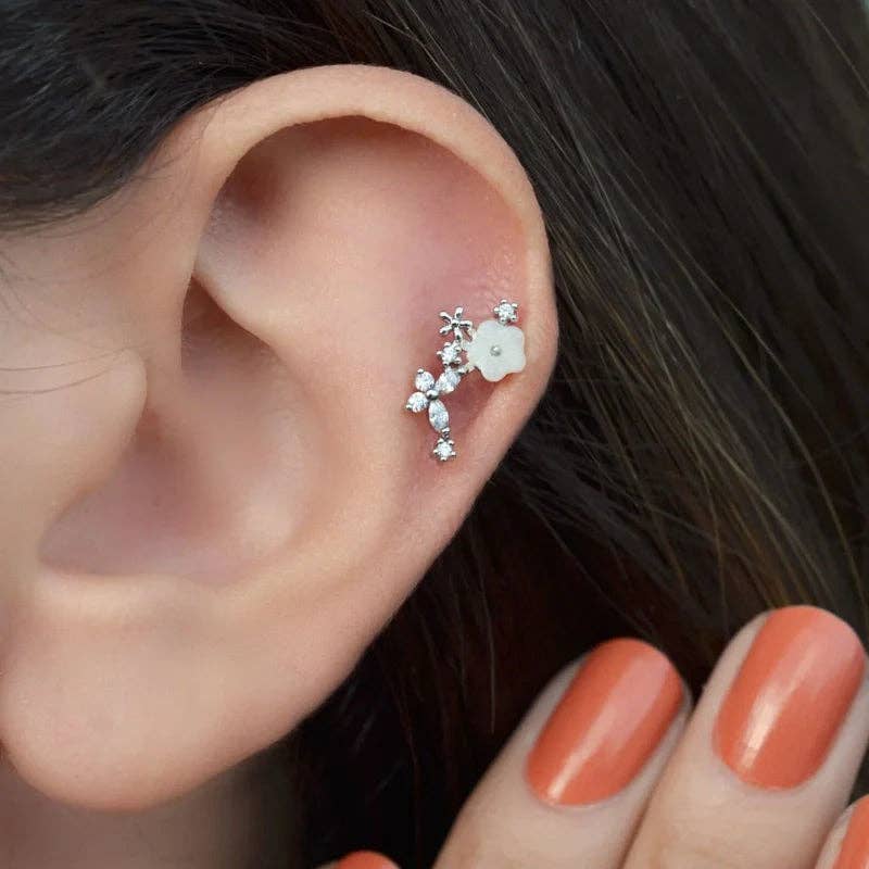 StockJWL - Wholesale Stud/Post Earrings - Magnolia Flower Earring, Earrings, Stud Earrings Stud  Piercing Helix Stud Cartilage Conch  Gold  Rose  Silver  Gift For Her4