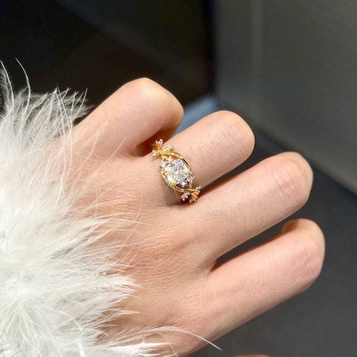 LanLivia - Wholesale Multi-Stone Ring - Gold Vermeil Flower Branch Ring6