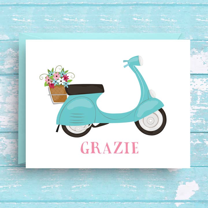 Biglietto di ringraziamento – Grazie Vespa | Saluto ispirato all'italiano per la vendita all'ingrosso da parte di Nicole Marie Paperie