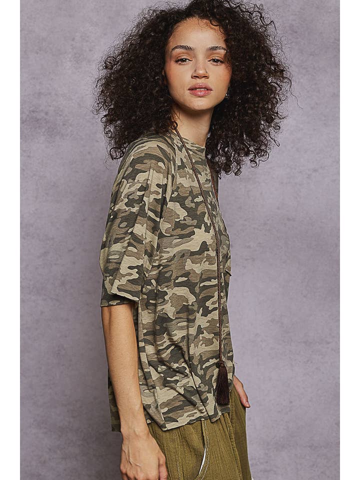 Pol Clothing - Wholesale Knit top – Women's - Vintage Washed Relaxed Fit Jersey Top Everyday Tee SALE17