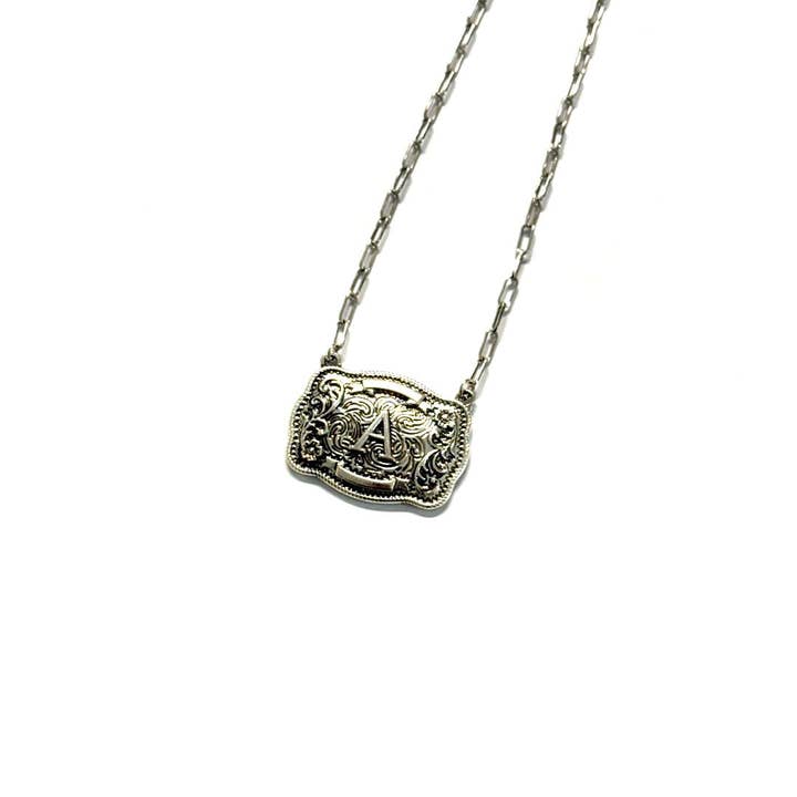 Snowing West - Wholesale Pendant/Charm Necklace - Western Belt Buckle Initial Necklace