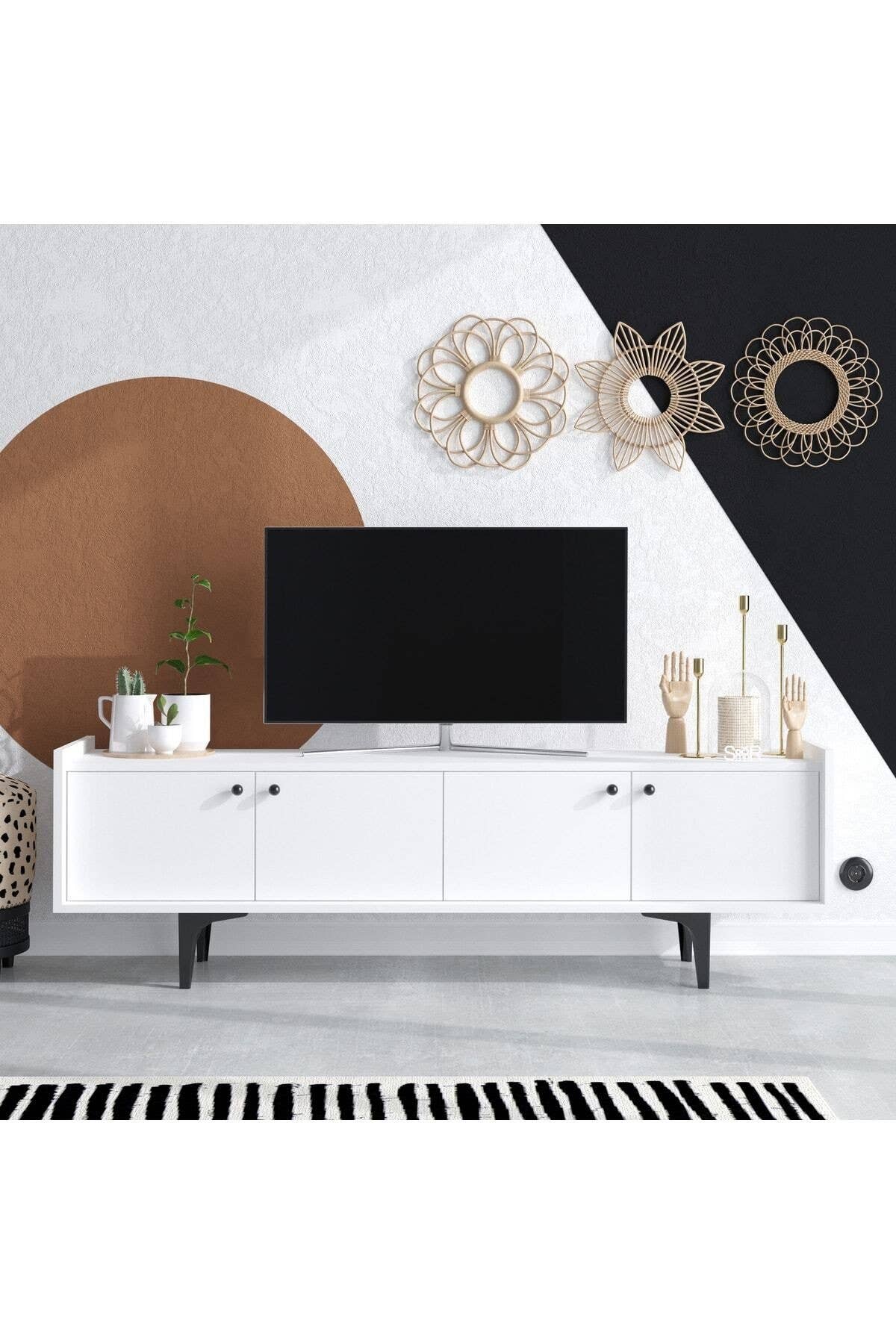 Multi Colored Decormet Atlas TV Stand Dec0043 White for wholesale on Faire6