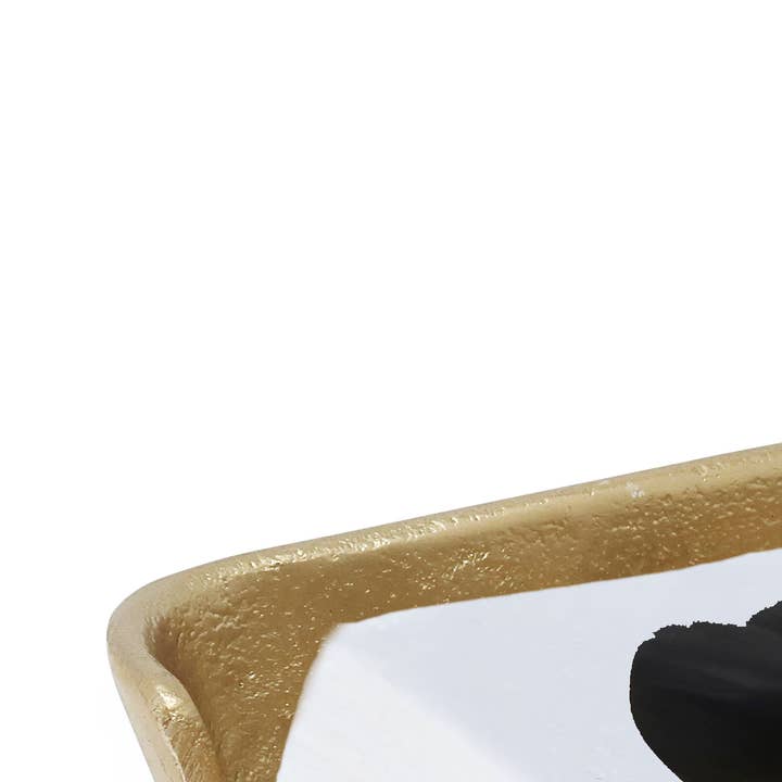 Square Napkin Holder with Black Pebble Design for wholesale by VIVIENCE