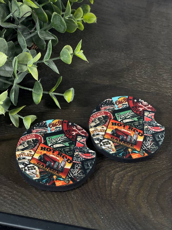 Juego de posavasos para coche Hot Rod vintage para venta al por mayor de CMD Wholesale