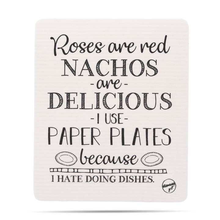 ellembee gift - Wholesale Theedoek/vaatdoek - Rozen zijn rood Nacho's zijn heerlijk Zweedse vaatdoek0