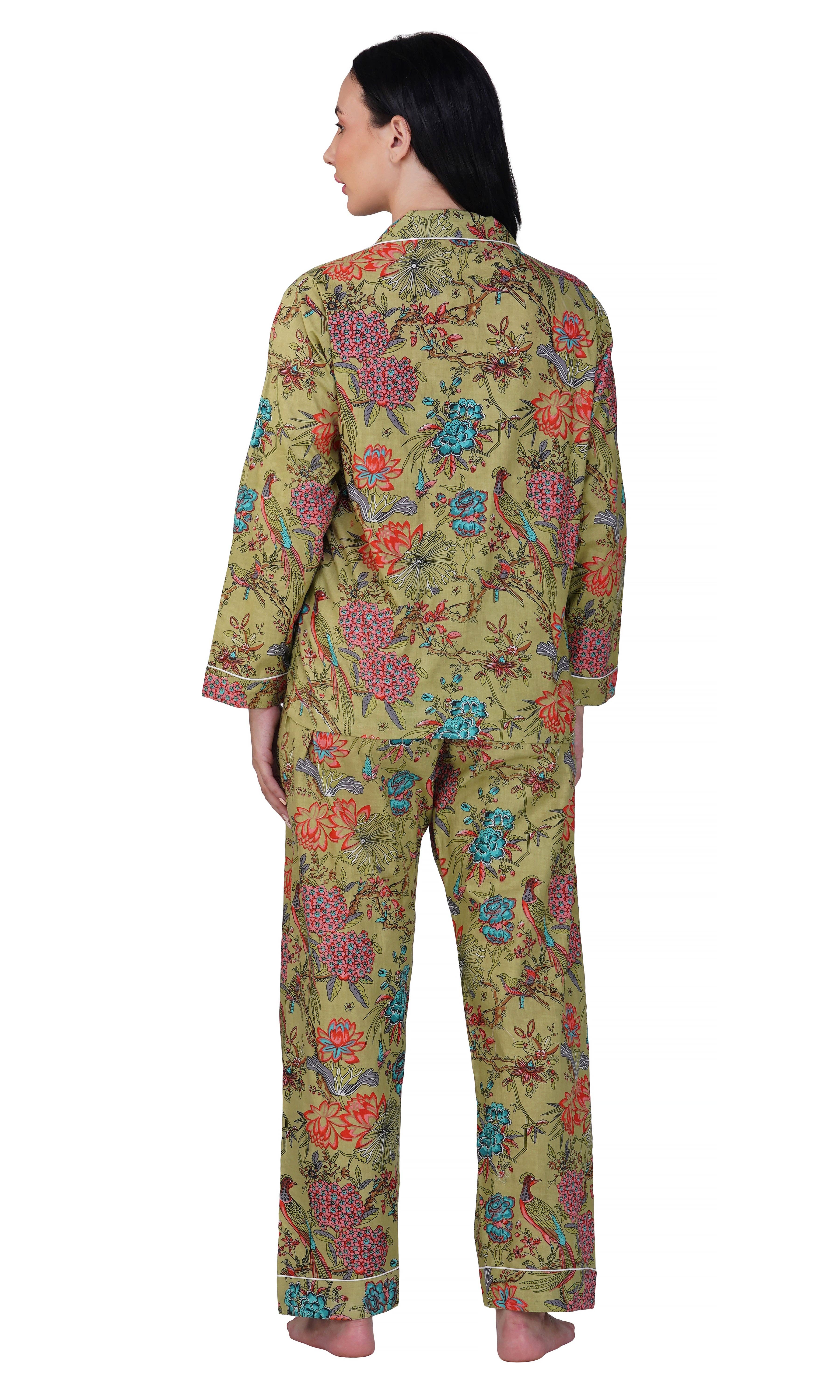 Purple Mohar – wholesale Sleepwear set – Women's – Jungle Majesty: 3-Piece Peacock Pajama Set4