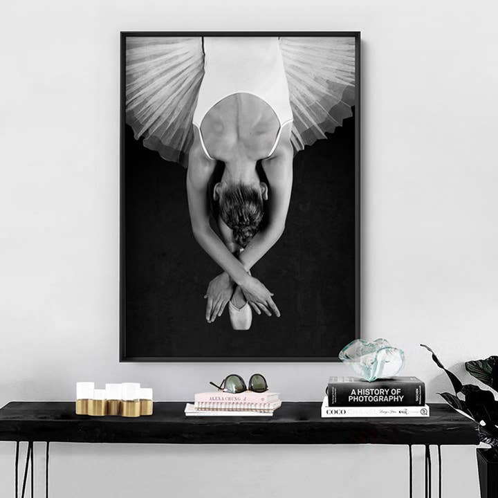 PRINT AND PROPER - Wholesale Art print - Ballerina from Behind Print. B&W Contemporary Dance Poster1