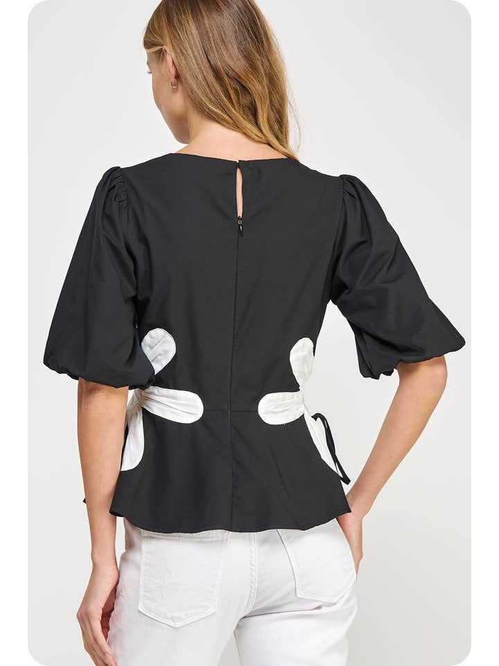 Strut & Bolt - Wholesale Blouse – Women’s - Flower Color-Block Poplin Top9