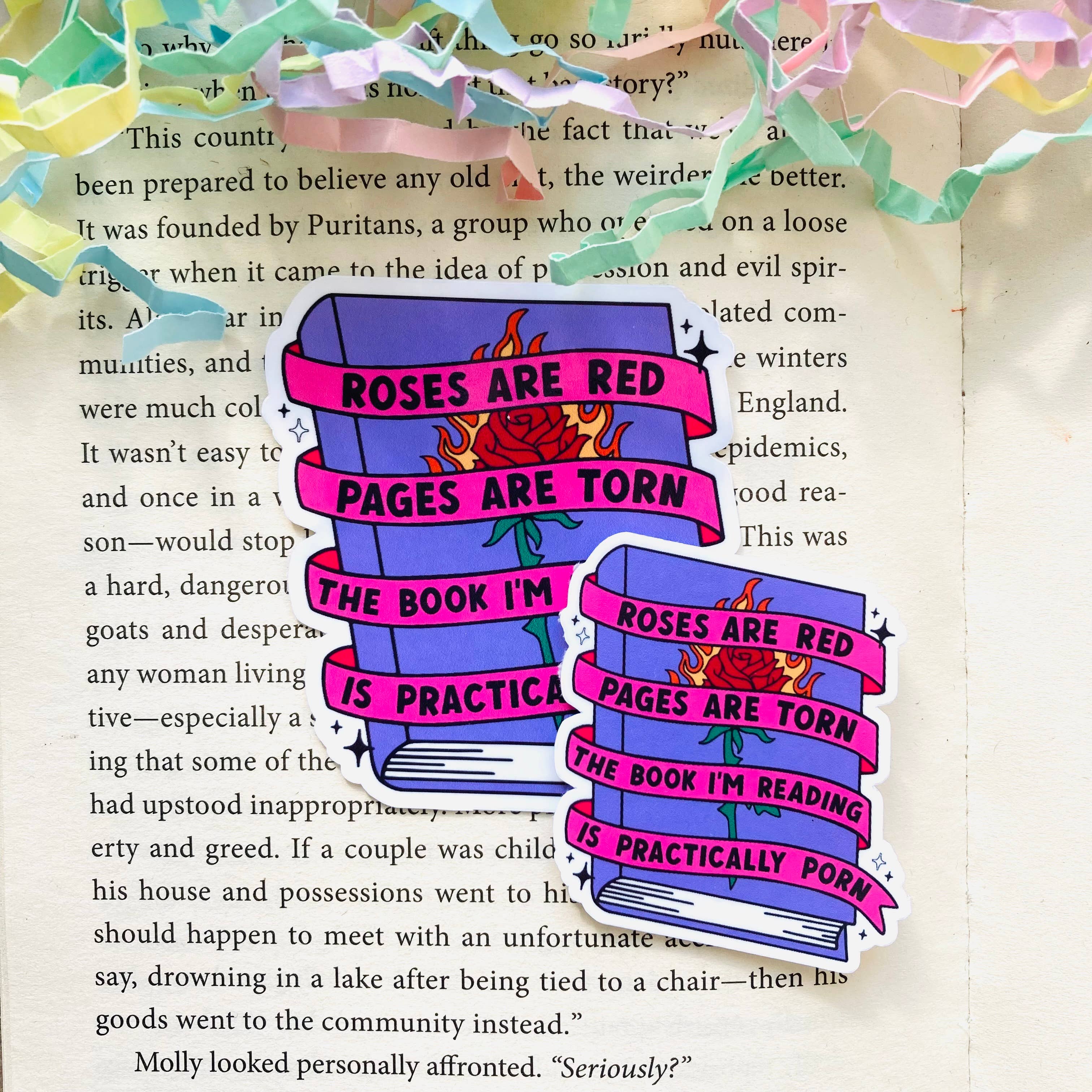Chapter & Ink – wholesale Sticker – Roses are red pages are torn Bookish Dye Cut sticker2