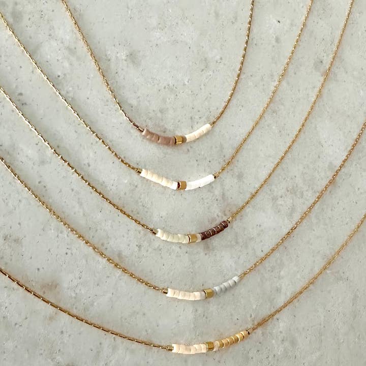 Ocean Breakup - Wholesale Beaded/Pearl Necklace - Minimalist Beaded Necklace - Neutrals0