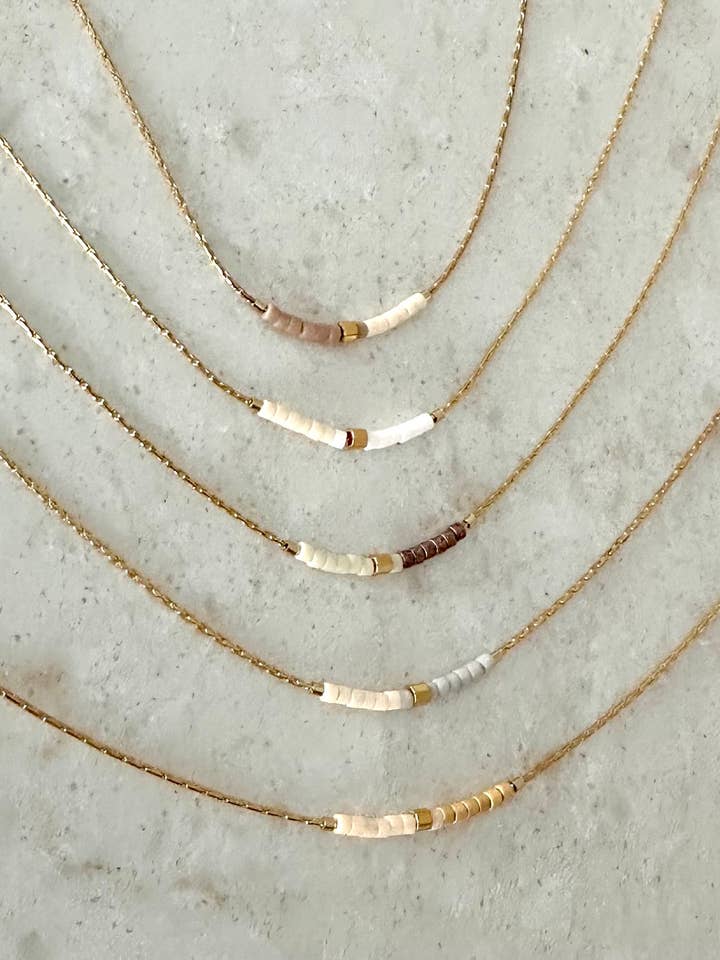 Minimalist Beaded Necklace - Neutrals for wholesale by Ocean Breakup