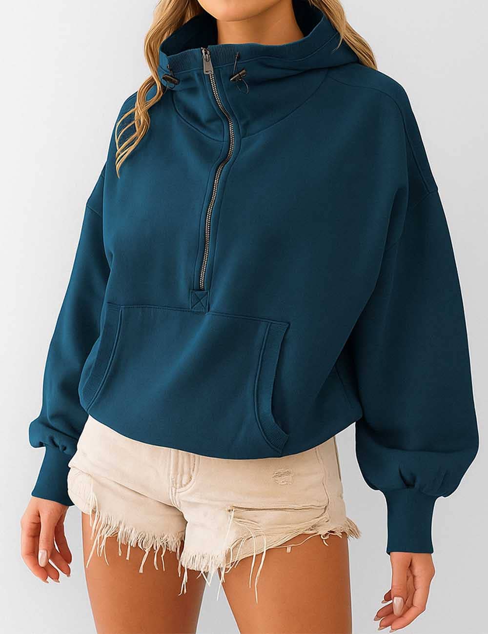 Sweetkama – wholesale Hoodie - Dam – Damtröja med dragkedja, krage, ficka och långa ärmar.2