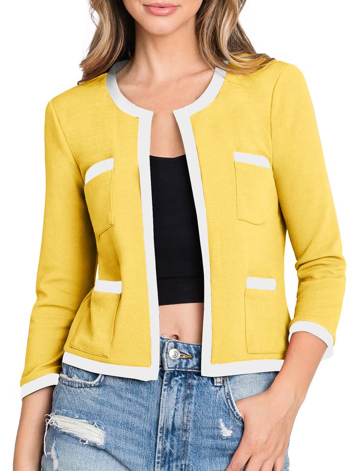 CWOBL103_3/4 Sleeve Bolero Open Front Cardigan for wholesale by NINEXIS