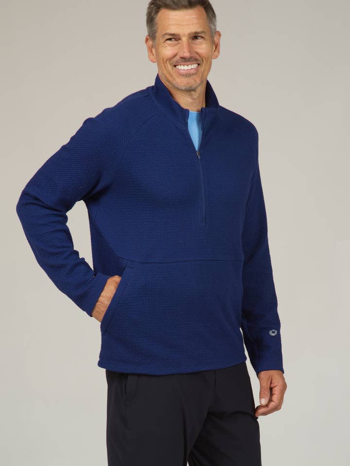 Solid Popcorn Stitch Zip Mock Pullover - 95000 for wholesale by IBKÜL