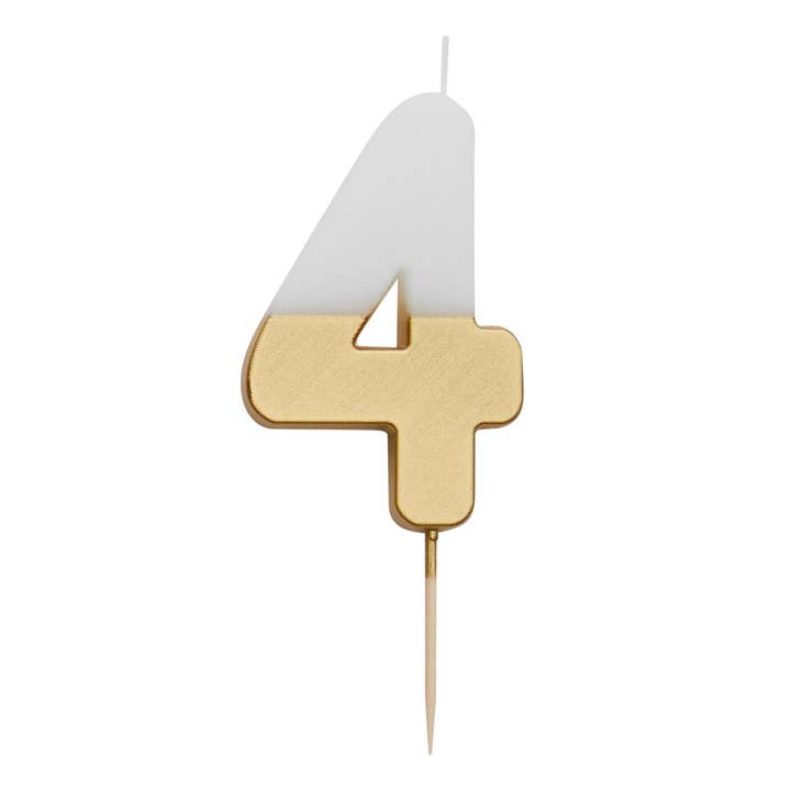 Talking Tables USA - Wholesale Cake Candle - White & Gold Birthday Number Candles | 0-9 | Single |4