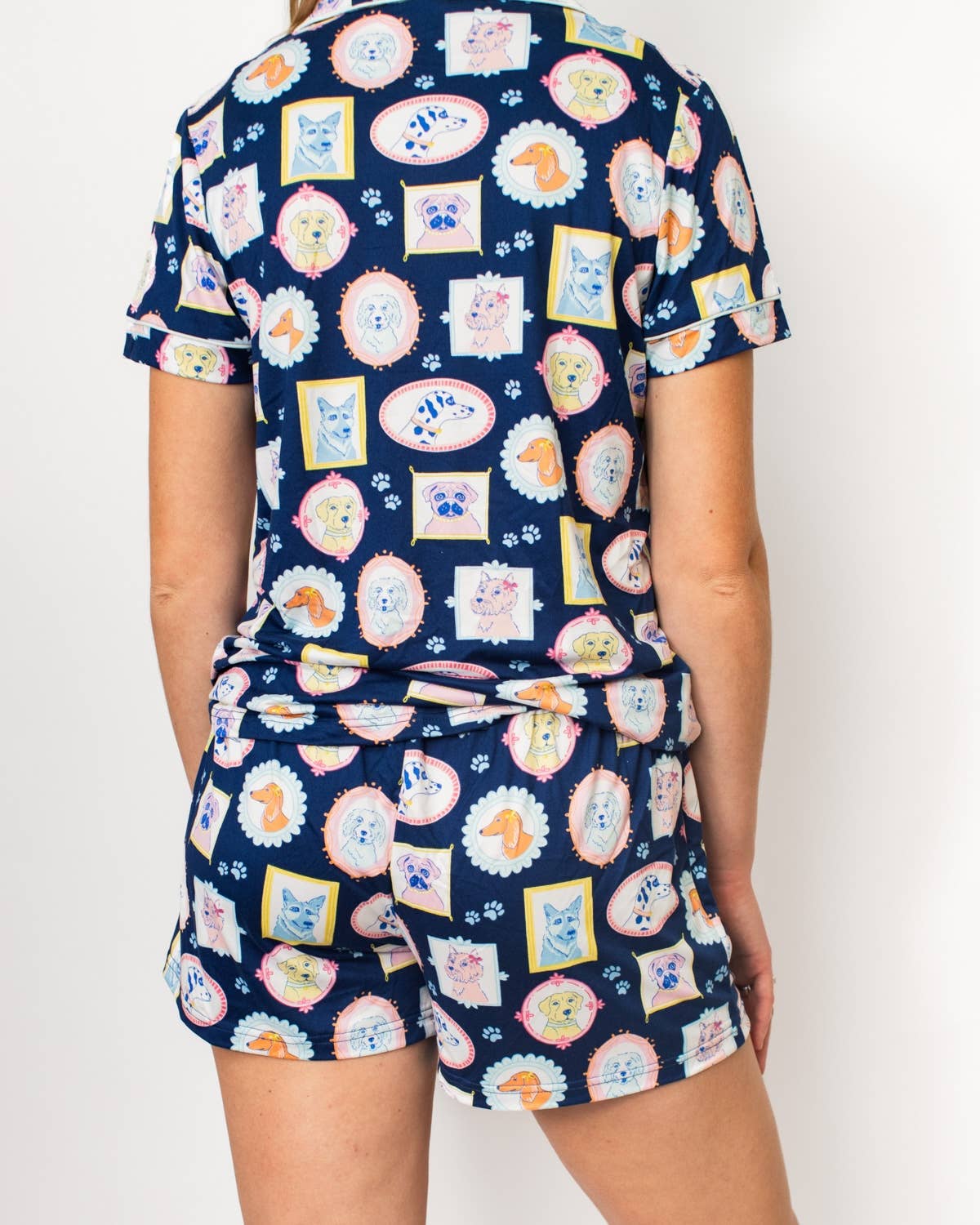 The Royal Standard - Wholesale Sleepwear Bottom - Women's - Royal Pups Sleep Shorts   Royal/Multi   -Asst.1