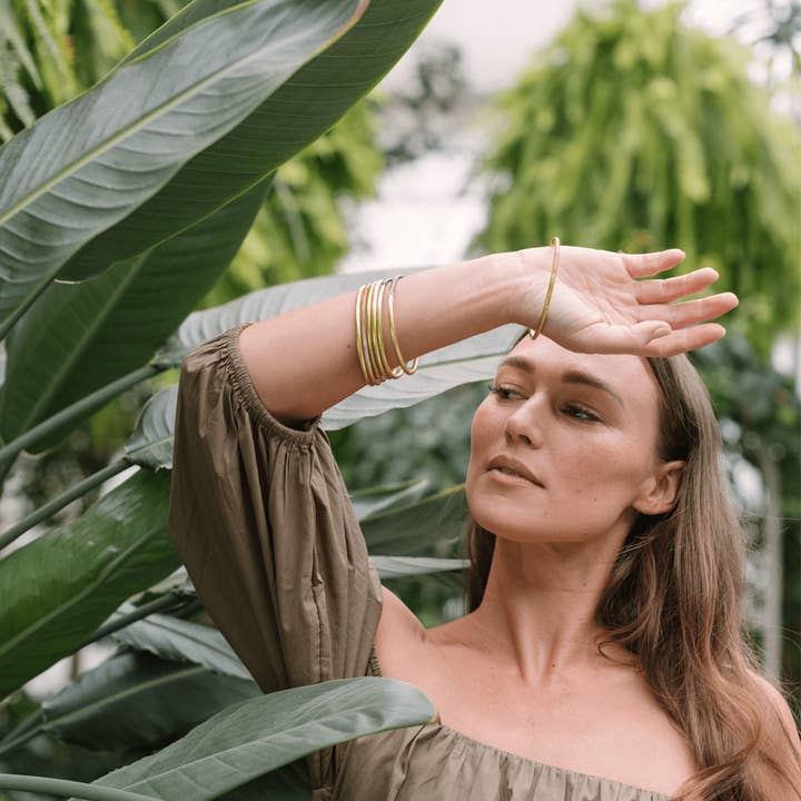 Shiny Gold Horn Bangle Set for wholesale by Sunshine Tienda