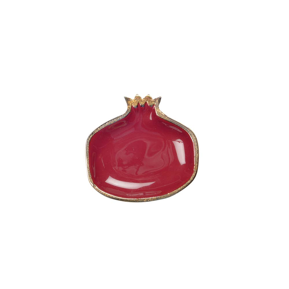 AULICA - Wholesale Bowl - Red pomegranate dish with golden edges 11x11x1.5cm0
