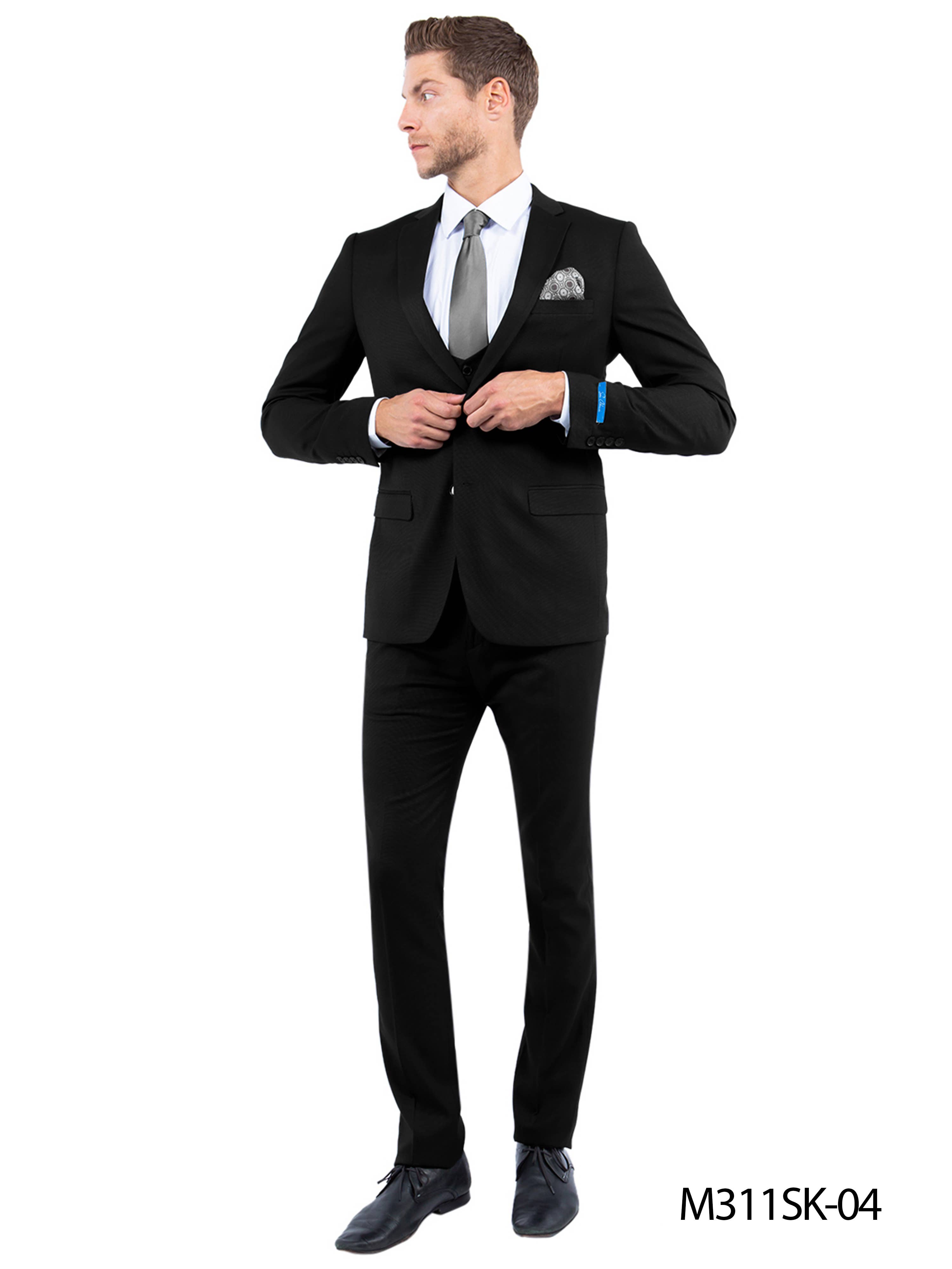 Fashion Mens Suits,3 PC Solid 2 BTN, Black for wholesale on Faire0