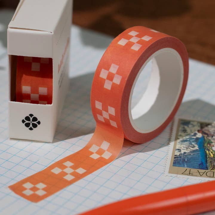 Lately Studio - Wholesale Washi Tape - Checker Tile Washi Tape | Red & White Paper Masking Tape1
