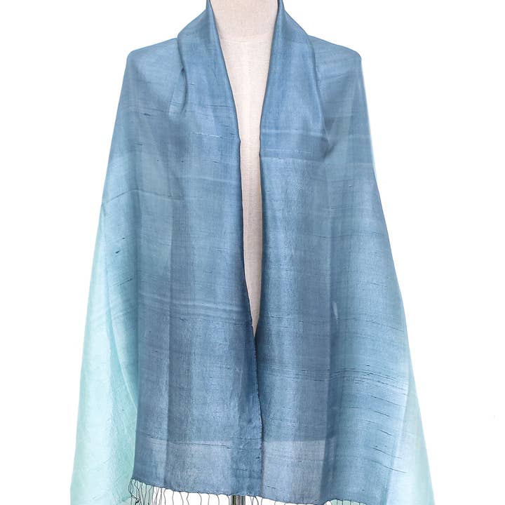 Novica Handmade Hydrangea Spring Silk Shawl for wholesale by NOVICA