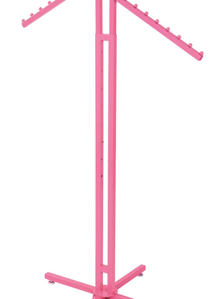 Hot Pink 2-Way Clothing Rack with Slant Arms for wholesale by Store Supply Warehouse