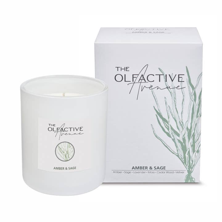 AMBER & SAGE doftljus (vegan) för wholesale av The Olfactive Avenue